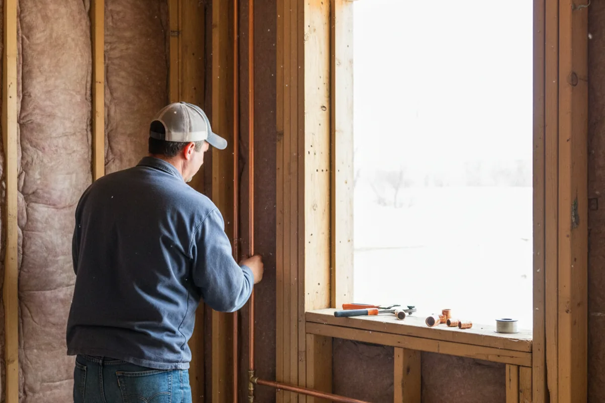 Licensed plumber running new copper supply lines in a Lake Hill home