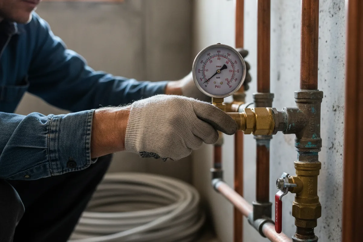 Pressure testing a repaired line during Water Line Repair in Lake Hill
